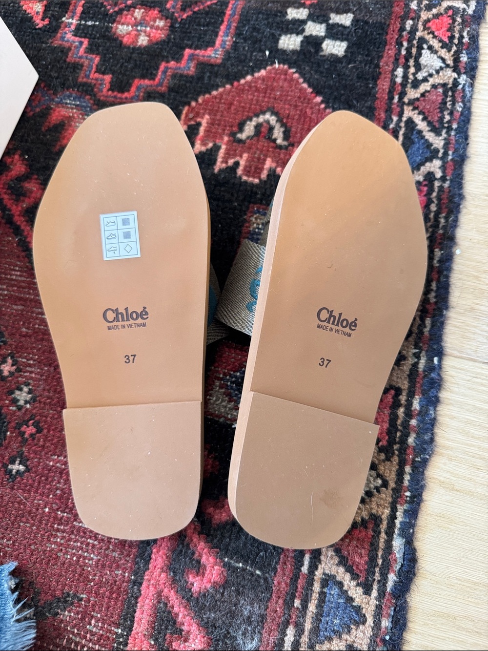 Chloe Woody Woven Slide Sandals - Olive green with dark green logo - Picture 6 of 14